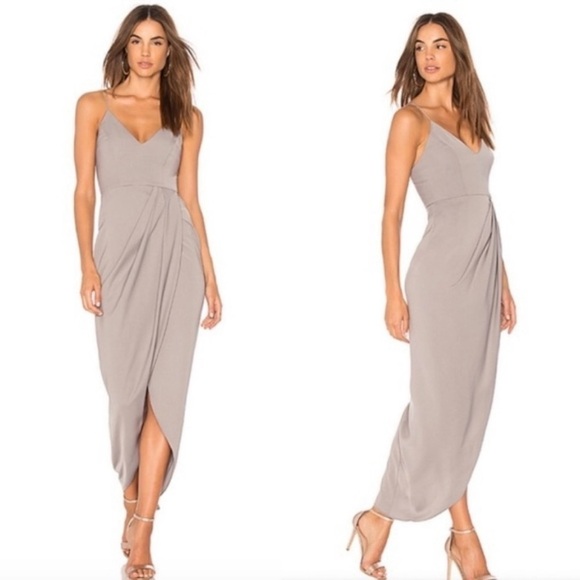 NEW Shona Joy Core Cocktail Dress Formal Gown Oyster Beige Gray US Size 2 - Picture 1 of 14